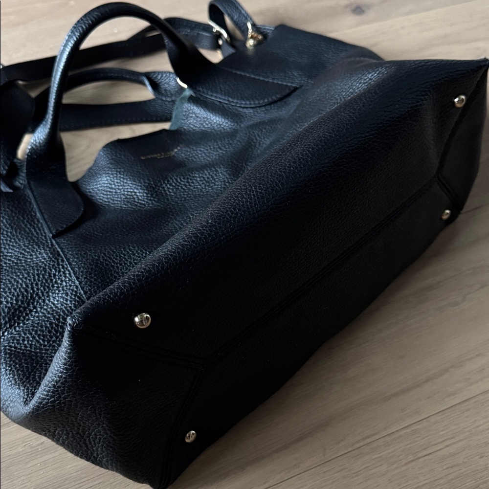 Black Leather Tote Bag (Divina Firenze) - Picture 4 of 5